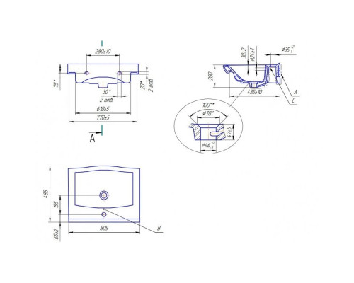 Заказать Раковина 80,5х48,5 см Bellezza Strim 4690311076878 в магазине сантехники Santeh-Crystal.ru