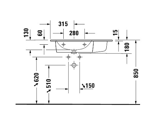 Купить Раковина 83х49 см Duravit ME by Starck 2345830000 в магазине сантехники Santeh-Crystal.ru