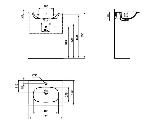Santeh-Crystal.ru: Раковина 62,5х45 см Ideal Standard Tesi T3510V3 Купить Раковина 62,5х45 см Ideal Standard Tesi T3510V3 в магазине сантехники Santeh-Crystal.ru