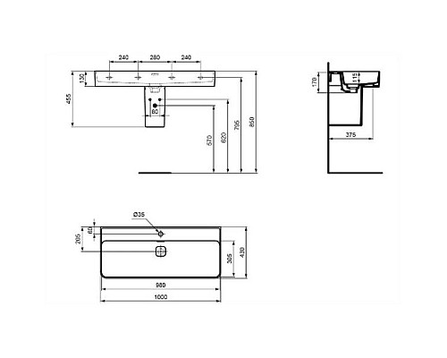 Приобрести Раковина 100х43 см Ideal Standard Strada II T300201 в магазине сантехники Santeh-Crystal.ru