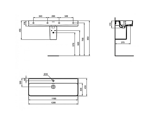 Купить Раковина 120х43 см Ideal Standard Strada II T300601 в магазине сантехники Santeh-Crystal.ru