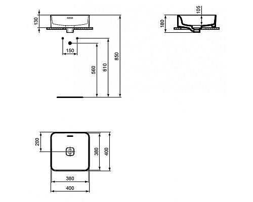 Заказать Раковина 40х40 см Ideal Standard Strada II T296301 в магазине сантехники Santeh-Crystal.ru