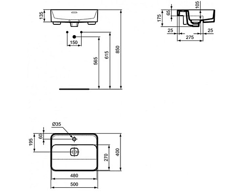 Купить Раковина 50х40 см Ideal Standard Strada II T299301 в магазине сантехники Santeh-Crystal.ru