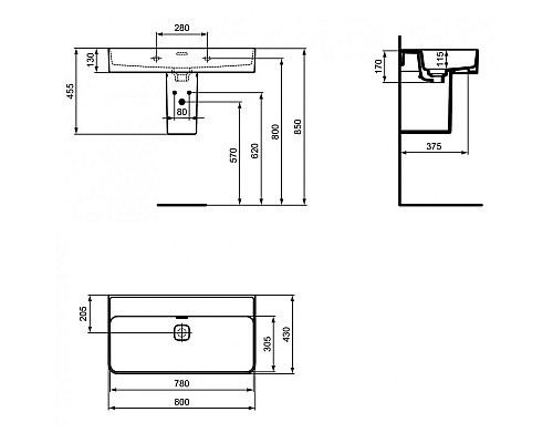 Купить Раковина 80х43 см Ideal Standard Strada II T363901 в магазине сантехники Santeh-Crystal.ru