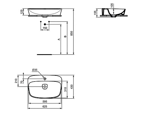 Купить Раковина 62,5х43 см Ideal Standard Dea T044501 в магазине сантехники Santeh-Crystal.ru