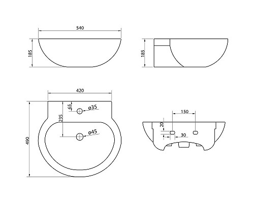 Приобрести Раковина 54х49 см BelBagno Sabrina BB122L в магазине сантехники Santeh-Crystal.ru