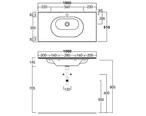 Купить Раковина 100x51 см Simas Wave WA100 bix1 в магазине сантехники Santeh-Crystal.ru