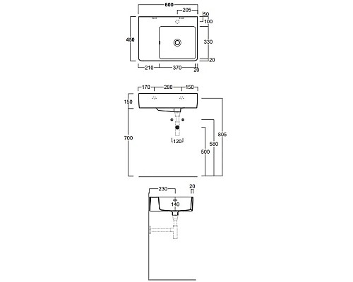 Заказать Раковина 60x45 см Simas Lavabi darredo QU60Dx1 bi в магазине сантехники Santeh-Crystal.ru