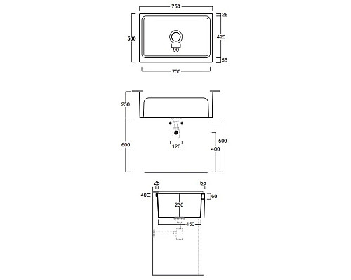 Купить Раковина 75x50 см Simas Q500bi в магазине сантехники Santeh-Crystal.ru