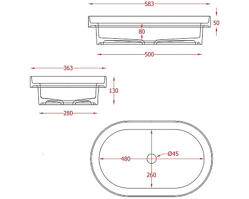 Заказать Раковина 58,3x36,3 см Artceram Fuori Scala TFL033 37 00 в магазине сантехники Santeh-Crystal.ru