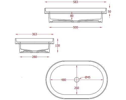 Купить Раковина 58,3x36,3 см Artceram Fuori Scala TFL033 15 00 в магазине сантехники Santeh-Crystal.ru