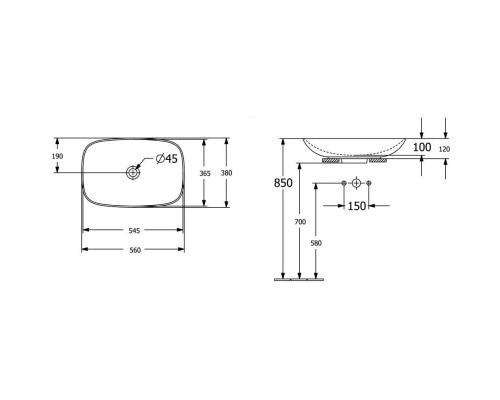 Заказать Раковина 56х38 см Villeroy & Boch Loop & Friends 4A490001 в магазине сантехники Santeh-Crystal.ru