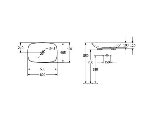 Приобрести Раковина 62х42 см Villeroy & Boch Loop & Friends 4A500001 в магазине сантехники Santeh-Crystal.ru