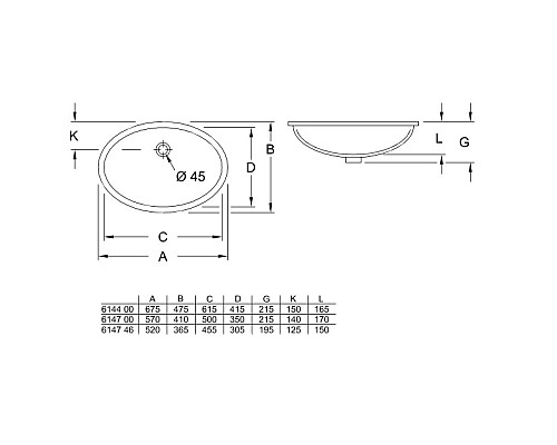 Купить Раковина 57х41 см Villeroy & Boch Evana 61470001 в магазине сантехники Santeh-Crystal.ru