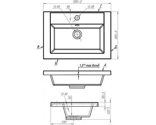 Заказать Раковина 50х35 см Art&Max Family AM-LAV-500-MR-A в магазине сантехники Santeh-Crystal.ru