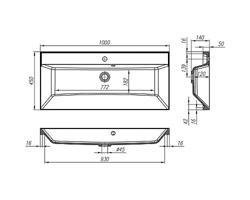 Купить Раковина 100х45 см Art&Max Verona Push AM-LAV-1000-MR-FA в магазине сантехники Santeh-Crystal.ru