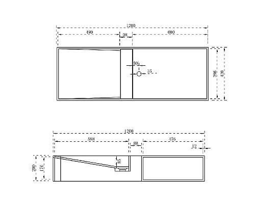 Купить Раковина 120х42 см NT Bagno Cagliari Left NT502 в магазине сантехники Santeh-Crystal.ru