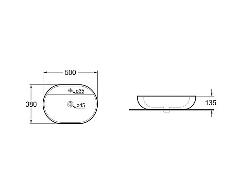 Раковина 50x38 см Vincea VBS-121