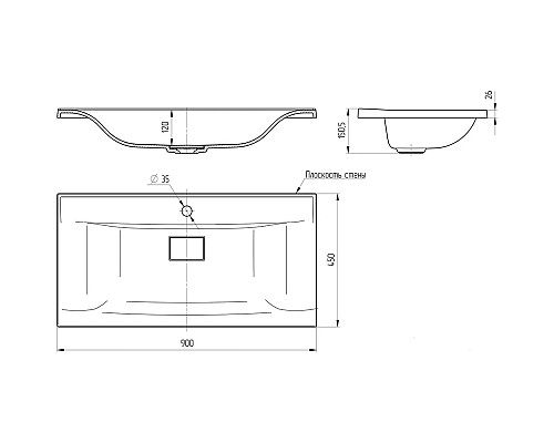 Раковина 90x45 см Vincea VCB-3M900B