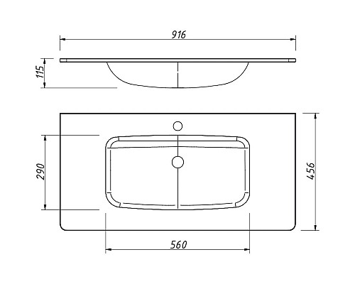 Купить Раковина 91,6х45,6 см Caprigo Accord OW15-2218-R811 в магазине сантехники Santeh-Crystal.ru