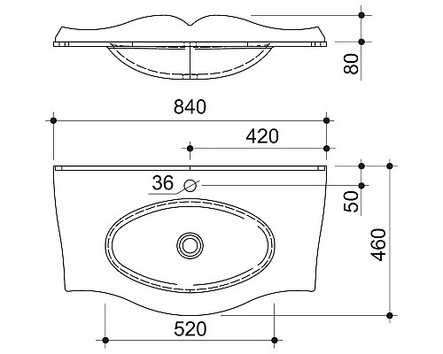 Купить Раковина 84х46 см Caprigo Bourget OW15-11012-G в магазине сантехники Santeh-Crystal.ru