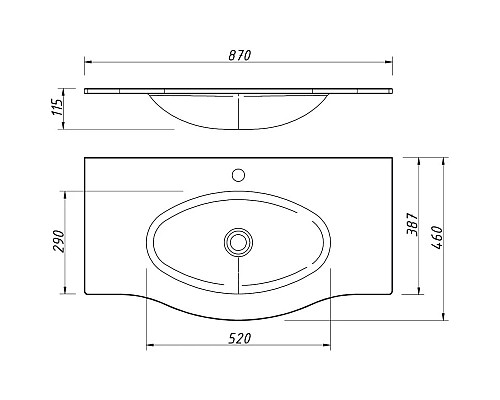 Купить Раковина 87х46 см Caprigo Nokturn OW15-1313-R019 в магазине сантехники Santeh-Crystal.ru