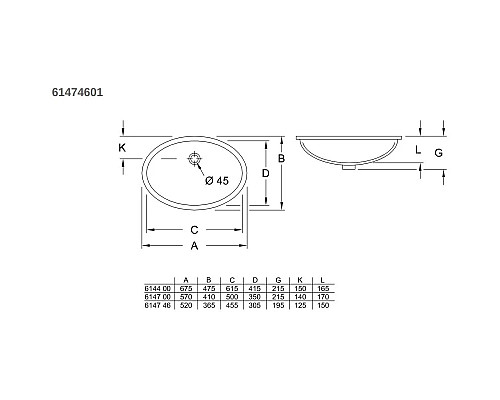 Приобрести Раковина 52х36,5 см Villeroy & Boch Evana 61474601 в магазине сантехники Santeh-Crystal.ru