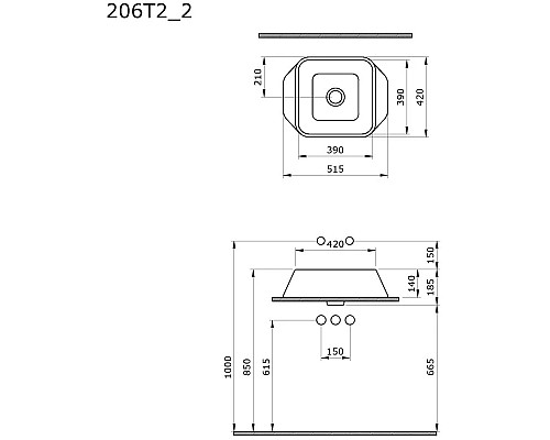 Купить Раковина 51,5х42 см Ambassador Benefit 206T20002 в магазине сантехники Santeh-Crystal.ru