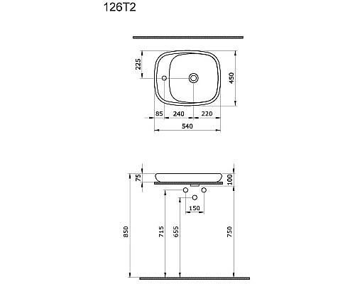 Купить Раковина 54х45 см Ambassador Diamond 126T20001 в магазине сантехники Santeh-Crystal.ru