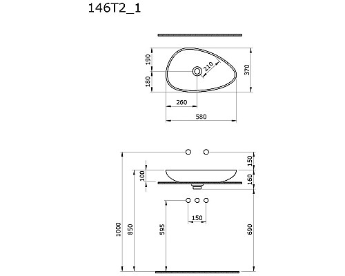 Купить Раковина 58х37 см Ambassador Kingston 146T20001 в магазине сантехники Santeh-Crystal.ru