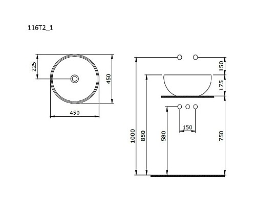 Приобрести Раковина 45х45 см Ambassador Queen 116T20101 в магазине сантехники Santeh-Crystal.ru