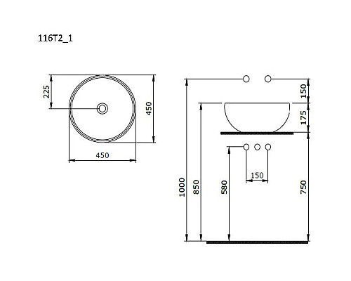 Купить Раковина 45х45 см Ambassador Queen 116T21001 в магазине сантехники Santeh-Crystal.ru