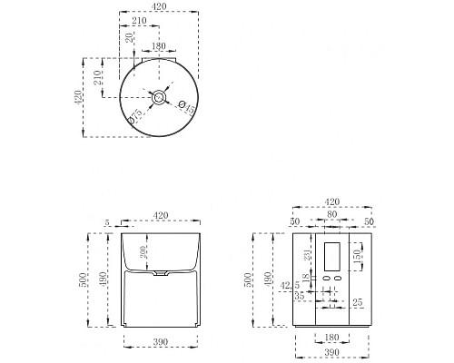 Заказать Раковина 42х42 см Abber Kristall AT2704Rubin в магазине сантехники Santeh-Crystal.ru