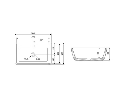 Купить Раковина 50х42 см Abber Rechteck AC2203MSB в магазине сантехники Santeh-Crystal.ru