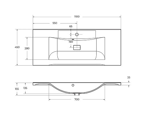 Приобрести Раковина 110х45 см BelBagno Marino BB1100/450-LV-MR-PR в магазине сантехники Santeh-Crystal.ru