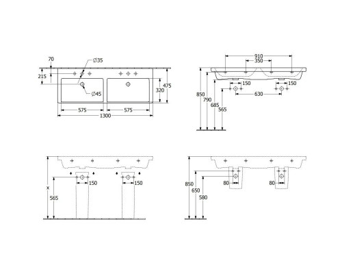 Заказать Раковина 130х47,5 см Villeroy & Boch Subway 3.0 4A71D501 в магазине сантехники Santeh-Crystal.ru