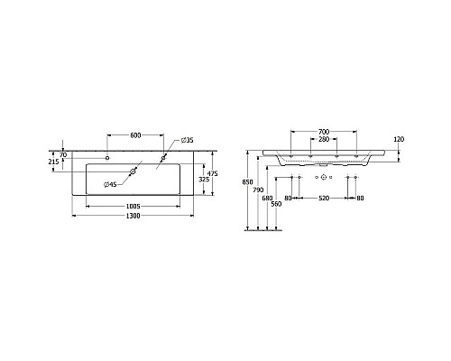 Заказать Раковина 130х47,5 см Villeroy & Boch Subway 3.0 4A70D401 в магазине сантехники Santeh-Crystal.ru