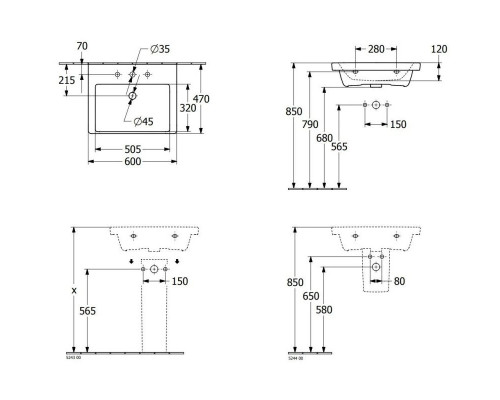 Приобрести Раковина 60х47 см Villeroy & Boch Subway 3.0 4A706001 в магазине сантехники Santeh-Crystal.ru