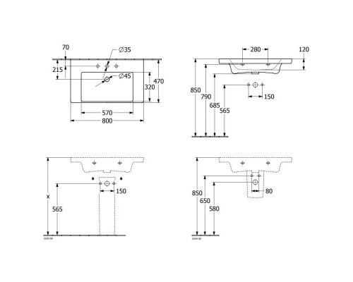 Купить Раковина 80х47 см Villeroy & Boch Subway 3.0 4A708301 в магазине сантехники Santeh-Crystal.ru