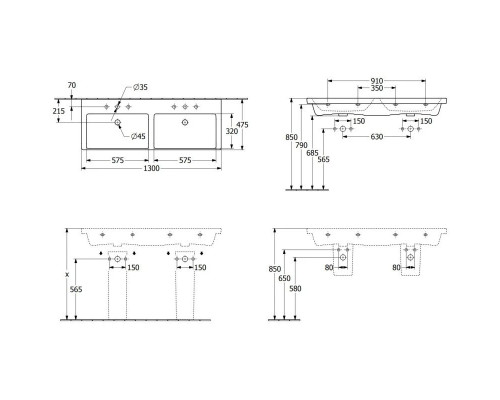 Заказать Раковина 130х47,5 см Villeroy & Boch Subway 3.0 4A71D101 в магазине сантехники Santeh-Crystal.ru