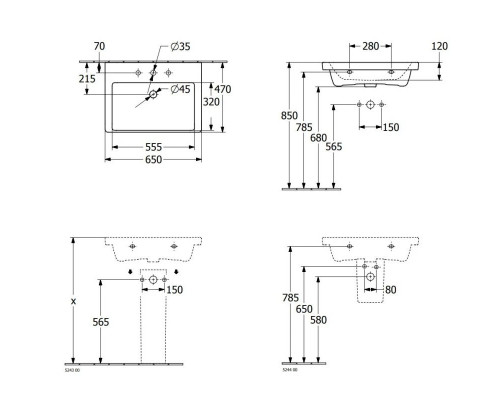 Приобрести Раковина 65х47 см Villeroy & Boch Subway 3.0 4A706501 в магазине сантехники Santeh-Crystal.ru