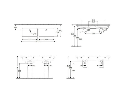 Купить Раковина 130х47,5 см Villeroy & Boch Subway 3.0 4A71D301 в магазине сантехники Santeh-Crystal.ru