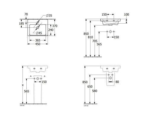 Купить Раковина 45х37см Villeroy & Boch Subway 3.0 4370FK01 в магазине сантехники Santeh-Crystal.ru