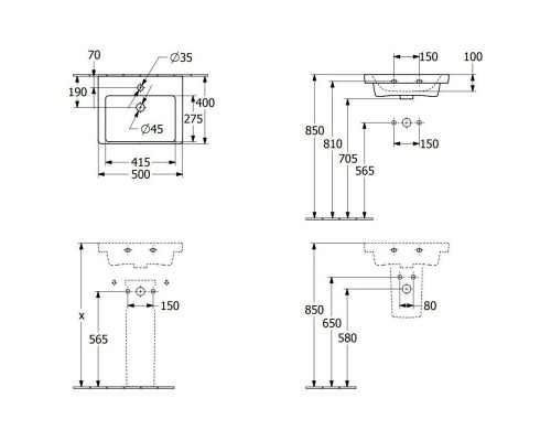 Купить Раковина 50х40см Villeroy & Boch Subway 3.0 4370FG01 в магазине сантехники Santeh-Crystal.ru