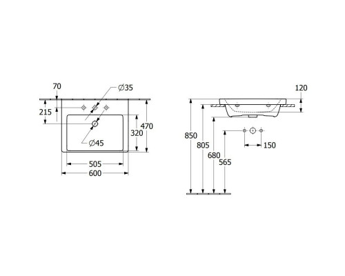 Заказать Раковина 60х47 см Villeroy & Boch Subway 3.0 4A706G01 в магазине сантехники Santeh-Crystal.ru