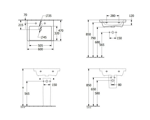 Приобрести Раковина 60х47 см Villeroy & Boch Subway 3.0 4A706301 в магазине сантехники Santeh-Crystal.ru