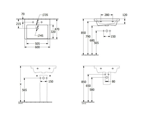Купить Раковина 60х47 см Villeroy & Boch Subway 3.0 4A706101 в магазине сантехники Santeh-Crystal.ru