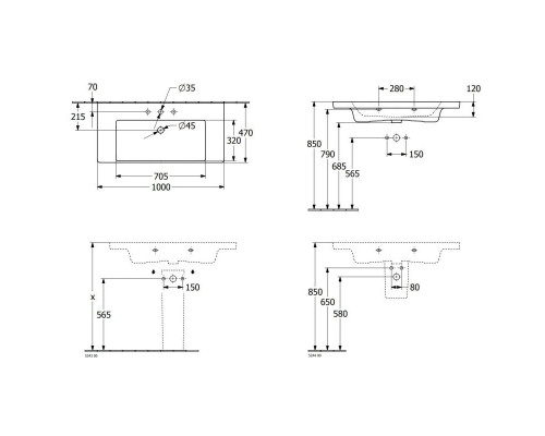 Приобрести Раковина 100х47 см Villeroy & Boch Subway 3.0 4A70A201 в магазине сантехники Santeh-Crystal.ru