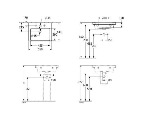 Заказать Раковина 55х44 см Villeroy & Boch Subway 3.0 4A70F501 в магазине сантехники Santeh-Crystal.ru