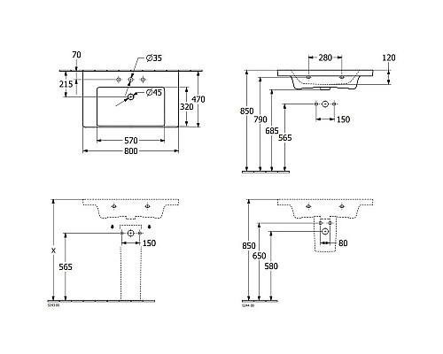 Купить Раковина 80х47 см Villeroy & Boch Subway 3.0 4A708101 в магазине сантехники Santeh-Crystal.ru